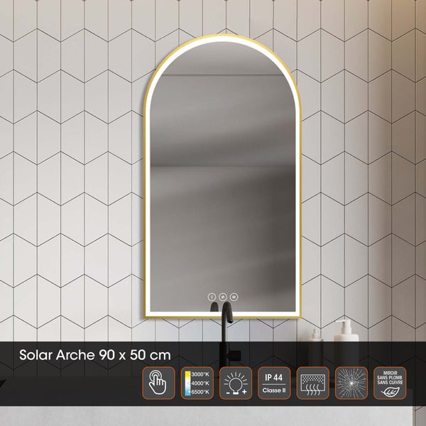 Miroir lumineux, l.50 x H.90 cm Solar