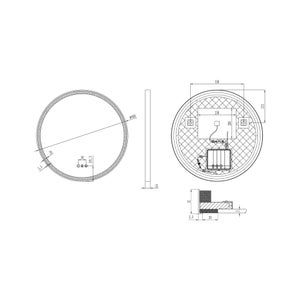 Miroir lumineux, l.60 x H.60 cm Diam.60 cm Solar