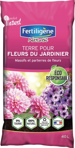 Terre de fleurs du jardin sans tourbe ferti, 40 litres