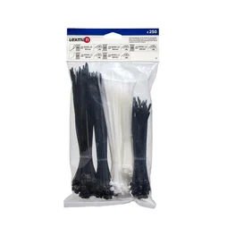 Lot de 250 colliers, diam. 3 à 50 mm, L.150-200, noir ou blanc, LEXMAN