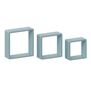 Lot de 3 étagère cube bleu mat, L.28 x H.10 x P.10 cm, Ep.15 mm