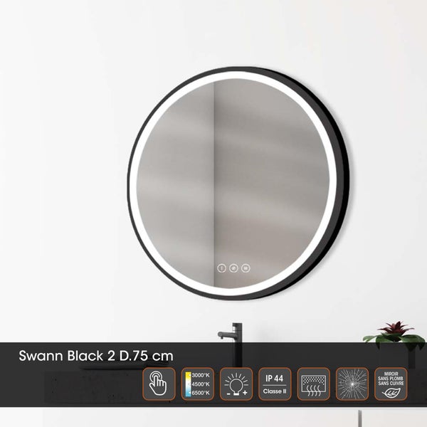 Miroir lumineux, Diam.75 cm Swann