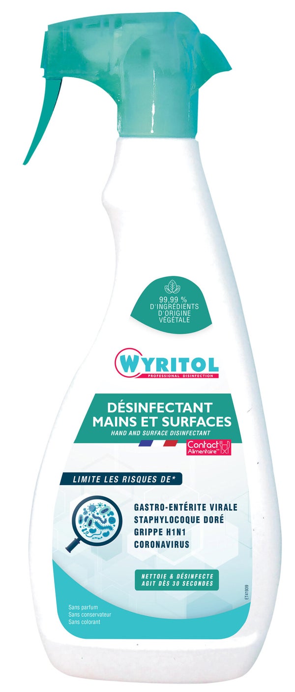 Désinfectant spray mains et surfaces, WYRITOL, 750 ml