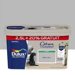 Peinture mur, Crème de couleur DULUX VALENTINE béton gris satiné 3 l