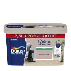 Peinture Crème de couleur DULUX VALENTINE marron glacé satin 2.5L+20% gratuit