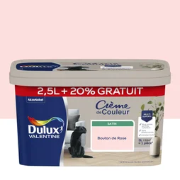 Peinture Crème de couleur DULUX VALENTINE bouton de rose satin 2.5L+20% gratuit