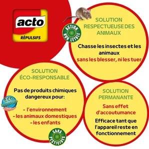 Répulsif ultrasons pour rongeurs, option veilleuse, ACTO