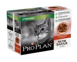 Patée pour chat stérilisé au bœuf Nutri Savour, PURINA, 10 x 85 g