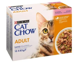 Patée pour chat adulte au saumon haricots Cat Chow, PURINA, 10 x 85 g