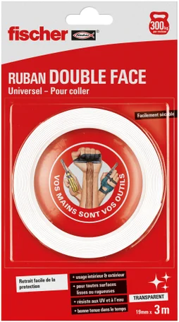 Ruban adhésif transparent double face L.  3 m x L.  19 mm
