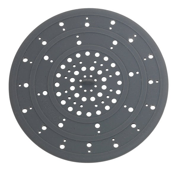 Tamis fond d'évier silicone, aspect gomme, gris