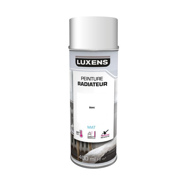 Peinture aérosol Radiateur LUXENS blanc mat 400 ml