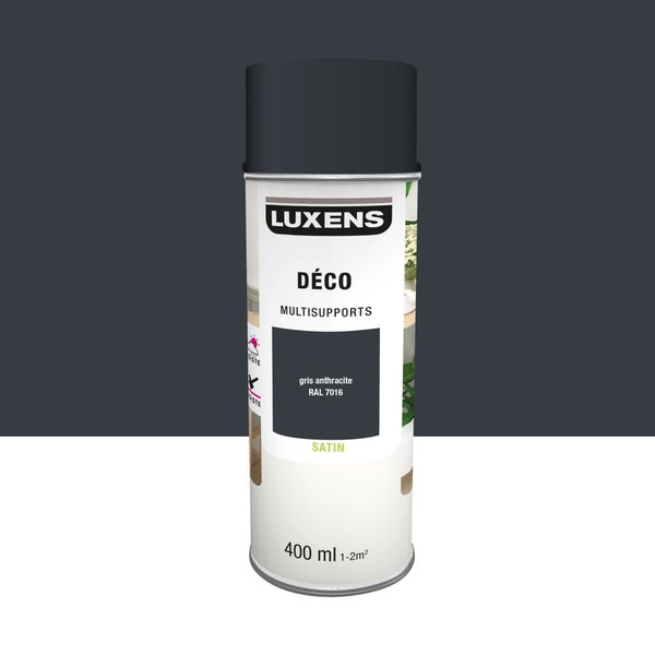 Peinture aérosol Multisupports LUXENS gris anthracite ral 7016 satiné 400 ml