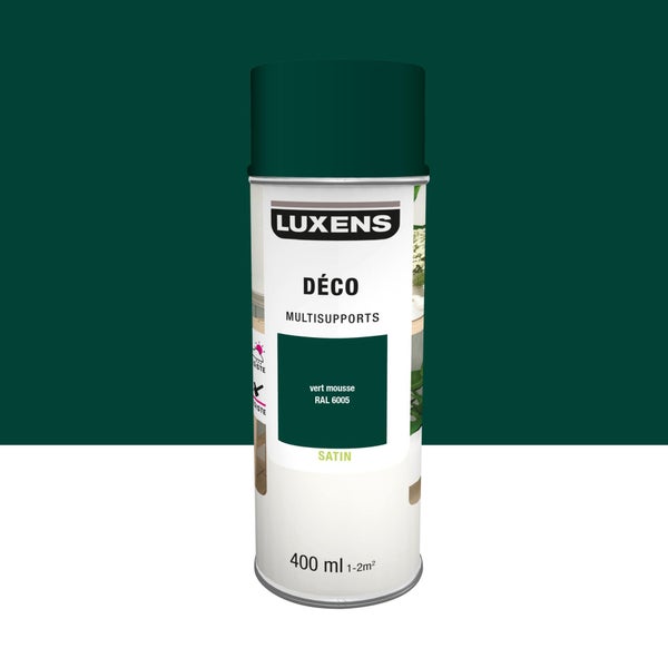 Peinture aérosol Multisupports LUXENS vert mousse ral 6005 satiné 400 ml