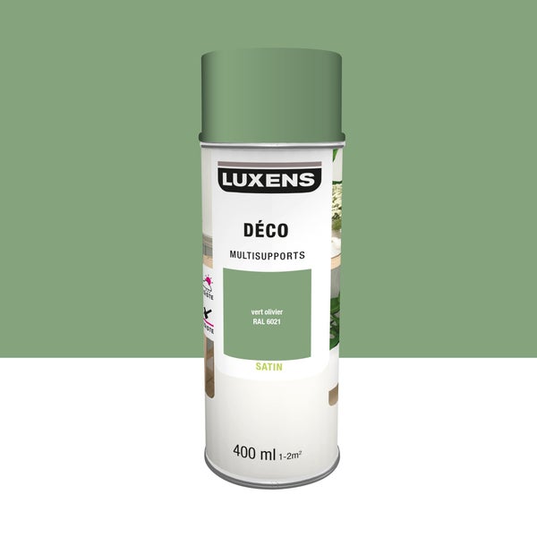 Peinture aérosol Multisupports LUXENS vert olivier ral 6021 satiné 400 ml