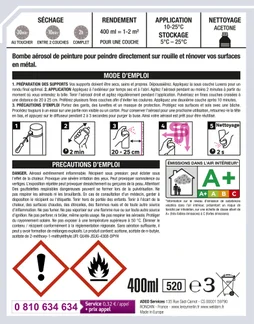 Peinture aérosol Fer antirouille LUXENS vert mousse ral 6005 brillant 400 ml