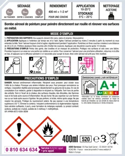 Peinture aérosol Fer antirouille LUXENS noir martelé 400 ml