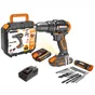 Perceuse visseuse à percussion sans fil WORX, 20 V 2 Ah, 2 batteries WT350.1 +30 accessoires