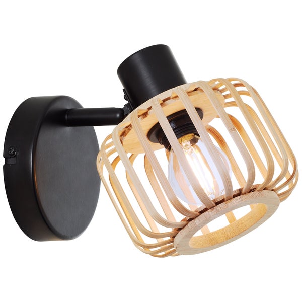Spot, métal noir naturel E14, INSPIRE Pécan