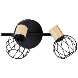 Barre 2 spots INSPIRE Mallow, E14, bambou, métal noir