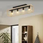 Plafonnier 4 x E27 métal noir bois ELGORT INSPIRE