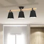 Plafonnier 3 x E27 métal noir bois PANDORE INSPIRE