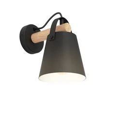 Applique PANDORE E27 H. 25 métal noir/bois INSPIRE