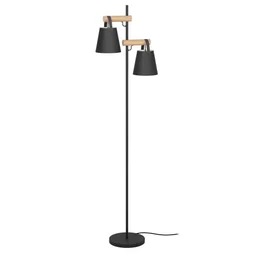 Lampadaire PANDORE 2 x E27 H. 160 métal noir/bois INSPIRE