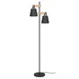 Lampadaire PANDORE 2 x E27 H. 160 métal noir/bois INSPIRE
