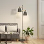 Lampadaire PANDORE 2 x E27 H. 160 métal noir/bois INSPIRE