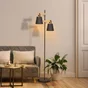 Lampadaire PANDORE 2 x E27 H. 160 métal noir/bois INSPIRE