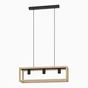 Suspension ELGORT 3 x E27 L. 70 métal noir/bois INSPIRE