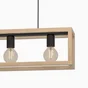 Suspension ELGORT 3 x E27 L. 70 métal noir/bois INSPIRE