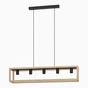 Suspension ELGORT 5 x E27 L. 100 métal noir/bois INSPIRE