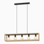 Suspension ELGORT 5 x E27 L. 100 métal noir/bois INSPIRE