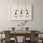 Suspension TABODI 3 x E27 L. 70 cm métal noir/bois INSPIRE