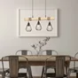 Suspension TABODI 3 x E27 L. 70 cm métal noir/bois INSPIRE