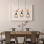 Suspension TABODI 3 x E27 L. 70 cm métal noir/bois INSPIRE