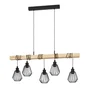 Suspension TABODI 5 x E27 L. 100 cm métal noir/bois INSPIRE