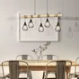 Suspension TABODI 5 x E27 L. 100 cm métal noir/bois INSPIRE