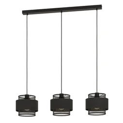Suspension OTTOMANE 3 x E27 L. 99 cm métal noir mat INSPIRE