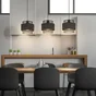 Suspension OTTOMANE 3 x E27 L. 99 cm métal noir mat INSPIRE