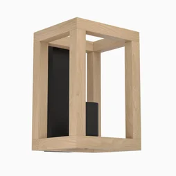 Applique ELGORT E27 H. 26 cm métal noir/bois INSPIRE