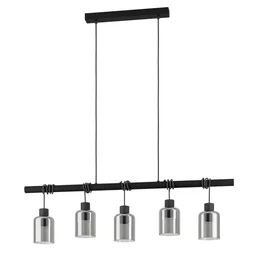 Suspension PARADOXE 5 x E27 verre fumé noir INSPIRE