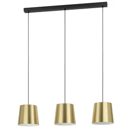 Suspension KRELA 3XE27 L. 85 cm métal noir/laiton INSPIRE