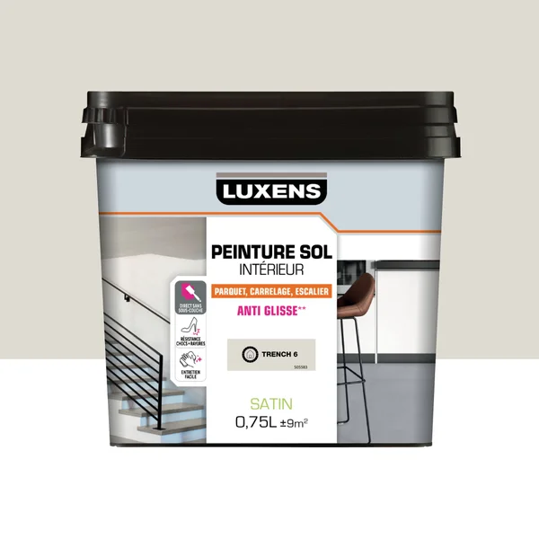 Peinture sol carrelage et bois intérieur, LUXENS, 0.75L trench 6 satiné