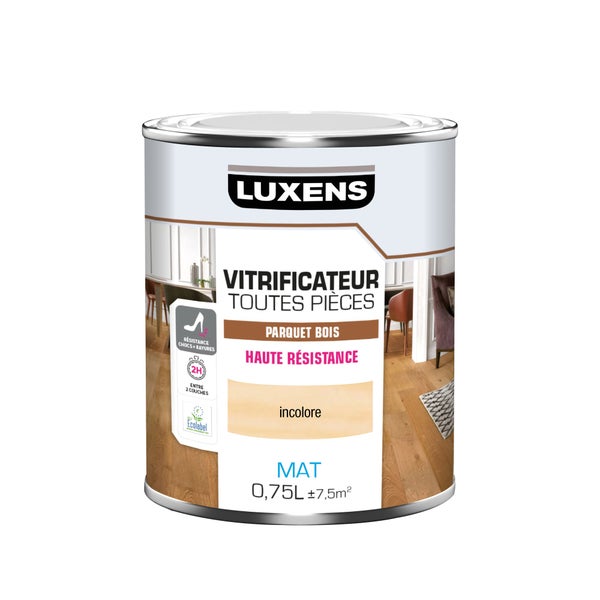 Vitrificateur parquet Haute resistance LUXENS, incolore mat, 0.75 l