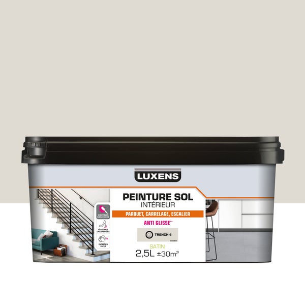 Peinture sol carrelage et bois intérieur, LUXENS, 2.5 L trench 6 satiné