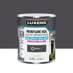 Peinture pour sol garage béton et carrelage haute resistance, LUXENS, 0.5 L granit 1 satiné