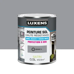 Peinture pour sol garage béton et carrelage haute resistance, LUXENS, 0.5 L granit 3 satiné